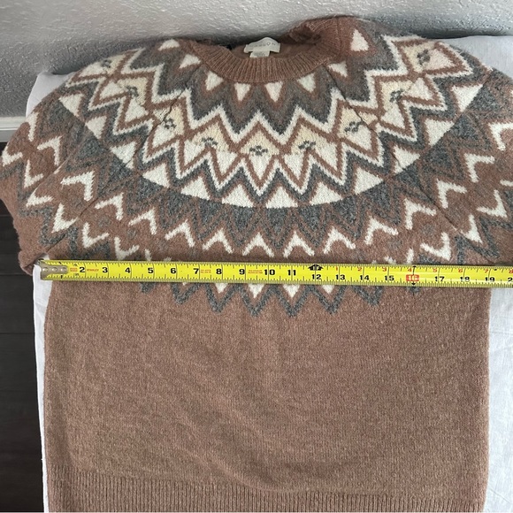 Caslon Fair Isle Knit Sweater Brown Cream Gray Cozy Pullover XS - NWT - Picture 7 of 8